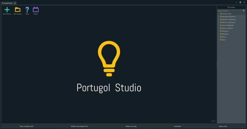Portugol Studio - Tela Inicial