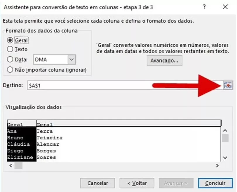 Passo 5 - Definindo o destino